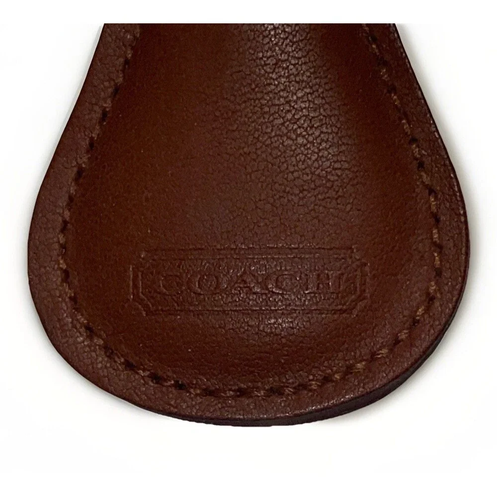 COACH VINTAGE  BROWN/TAN  CLASSIC KEY FOB BRASS 7210 Key Ring EUC